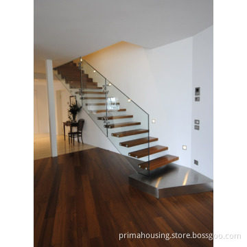 Stainless Steel Glass Railing Wood Stair Design